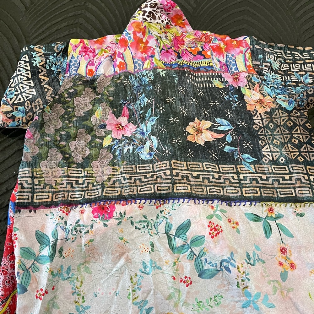 Johnny Was Multicolor Floral Patchwork Shirt - image 6
